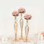 Set of 3 Metal Pedestal Stands with Crystal Ball Flower Bowl Design Gold - Pillar Candle Holders 20", 23", 25"