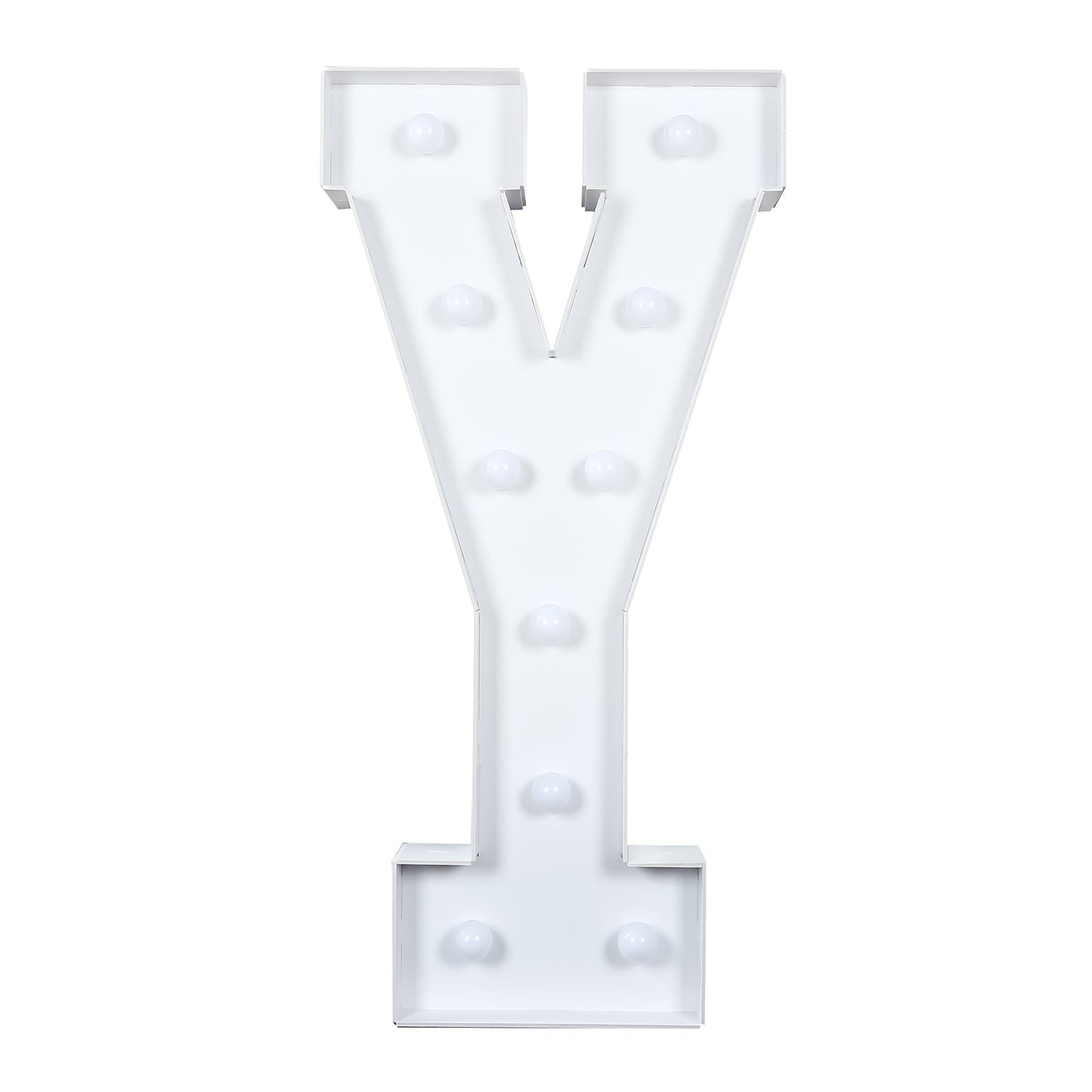 Giant LED Marquee Light Up Letter "Y", White 4ft Pre-Cut Foam Board with 10 Warm White Battery Operated LEDs, Glue Gun and Sticks