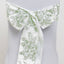 Polyester Chair Sashes White Dusty Sage Green French Toile Floral Design - Wrinkle-Resistant & Durable Chair Bows 6"x108"