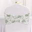 5 Pack Spandex Chair Sashes White/Dusty Sage Green French Toile Floral Pattern - Wide Wrinkle-Free Stretchable Chair Bands 8"x13"