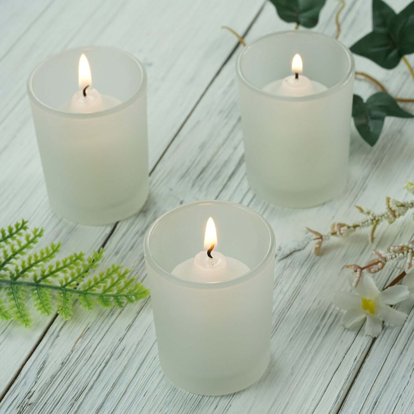 12-Pack Glass Votive Candle Holders Frosted - Tealight Holder Set for Weddings and Events 2.5"