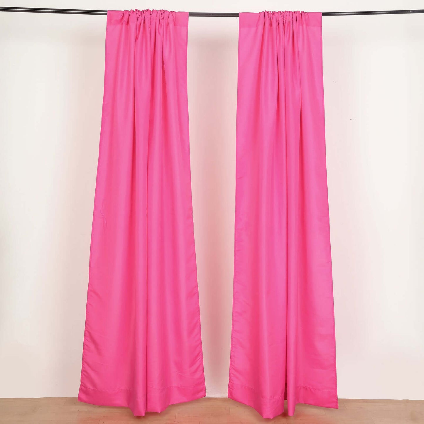 2 Pack Fuchsia Polyester Event Curtain Drapes, 10ftx8ft Backdrop Event Panels With Rod Pockets 130 GSM
