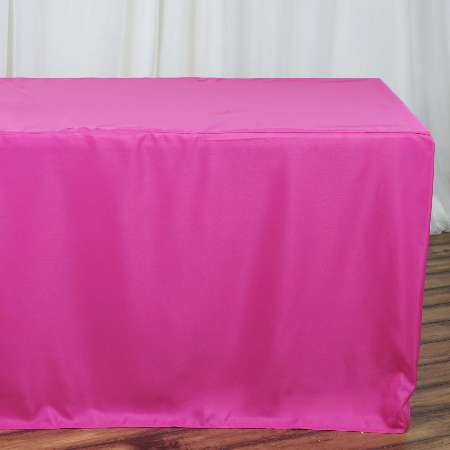 Fitted Polyester 96"x30" Rectangle Tablecloth Fuchsia - Durable and Easy to Maintain Table Cover