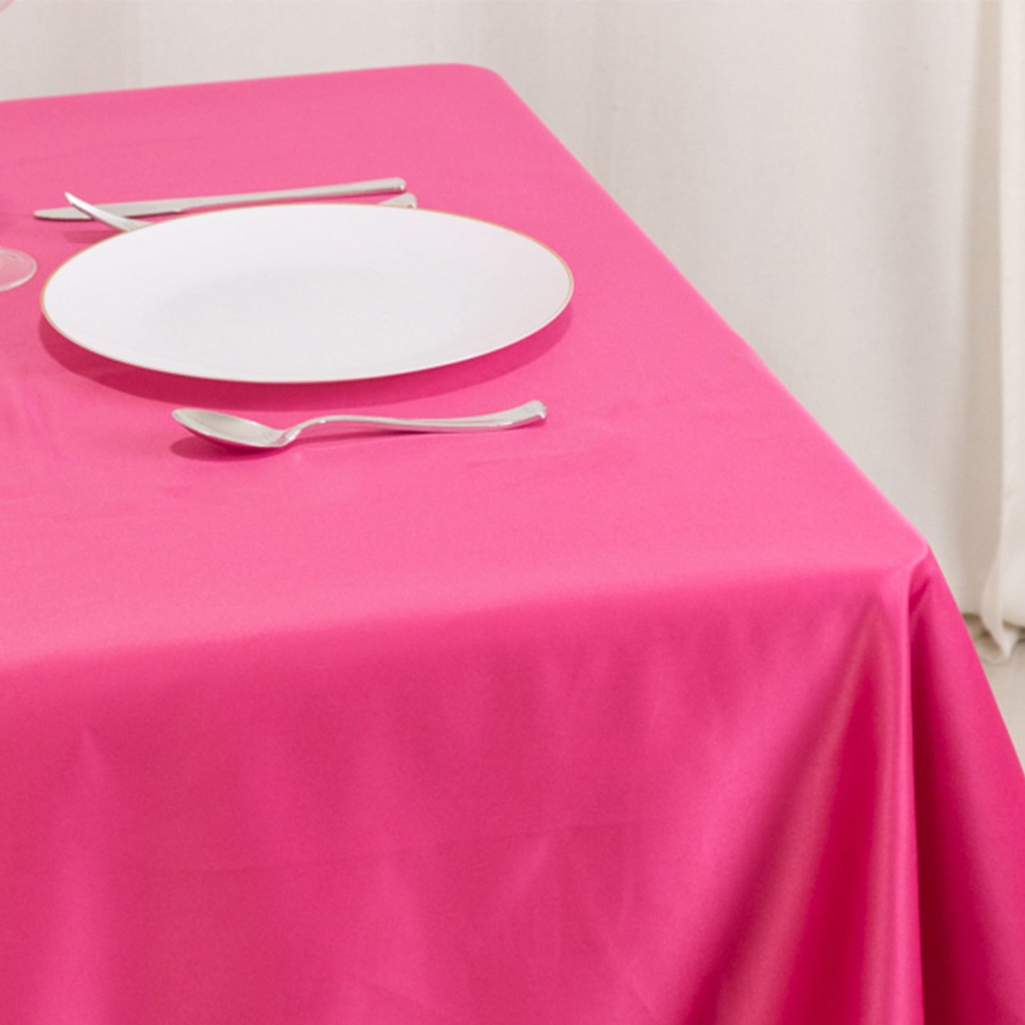 Lamour Satin 54"x54" Table Overlay Square Tablecloth Fuchsia - Durable & Silk-Like Table Cover