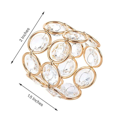 4 Pack Shiny Gold Acrylic Crystal Gem Beaded Napkin Rings