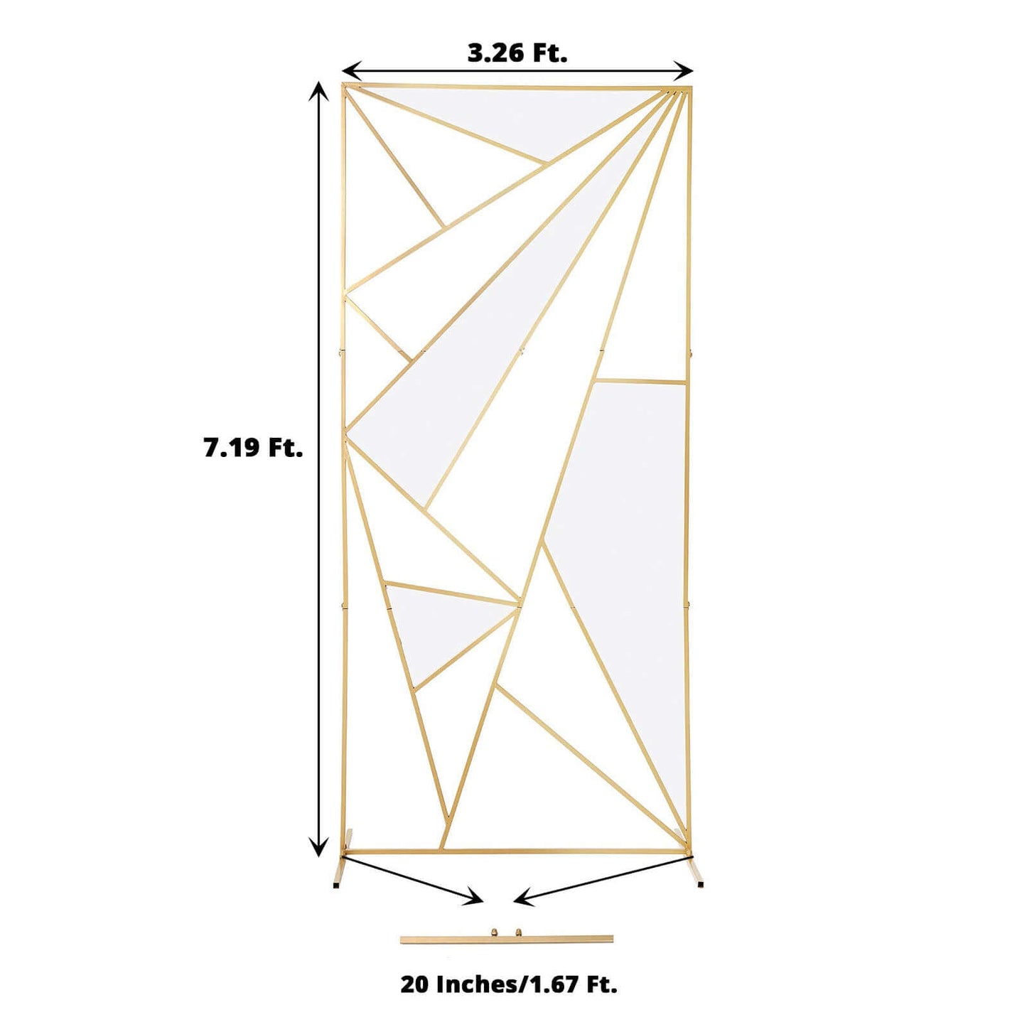 7ft Tall Gold Metal Rectangular Geometric Flower Frame Prop Stand, Wedding Backdrop Floor Stand With Cloudy Film Insert