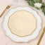 25-Pack Paper 9" Decagon Dinner Plates in Beige with Gold Foil Rim - Disposable Geometric Party Plates for Modern Weddings & Events