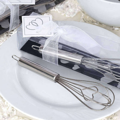 Heart Shaped Stainless Steel Whisk Party Favor With Free Gift Box, Ribbon & Thank You Tag