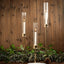 Set of 3 Tall Gold Metal Taper Candlestick Holders, Clear Glass Hurricane Candle Stands With Chimney Candle Shades 16", 20", 24"