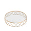 Metal Cake Stand Geometric Diamond Cut Design Gold with Glass Top - Dessert Display Riser 16"