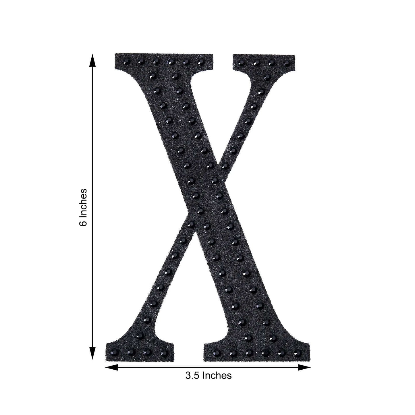 Decorative Rhinestone Alphabet "X" Letter Stickers, Glitter Adhesive Craft Letters Black DIY Sparkle Embellishments 6"
