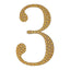 Decorative Rhinestone Number "3" Stickers, Glitter Adhesive Craft Numbers Gold DIY Sparkle Embellishments 4"