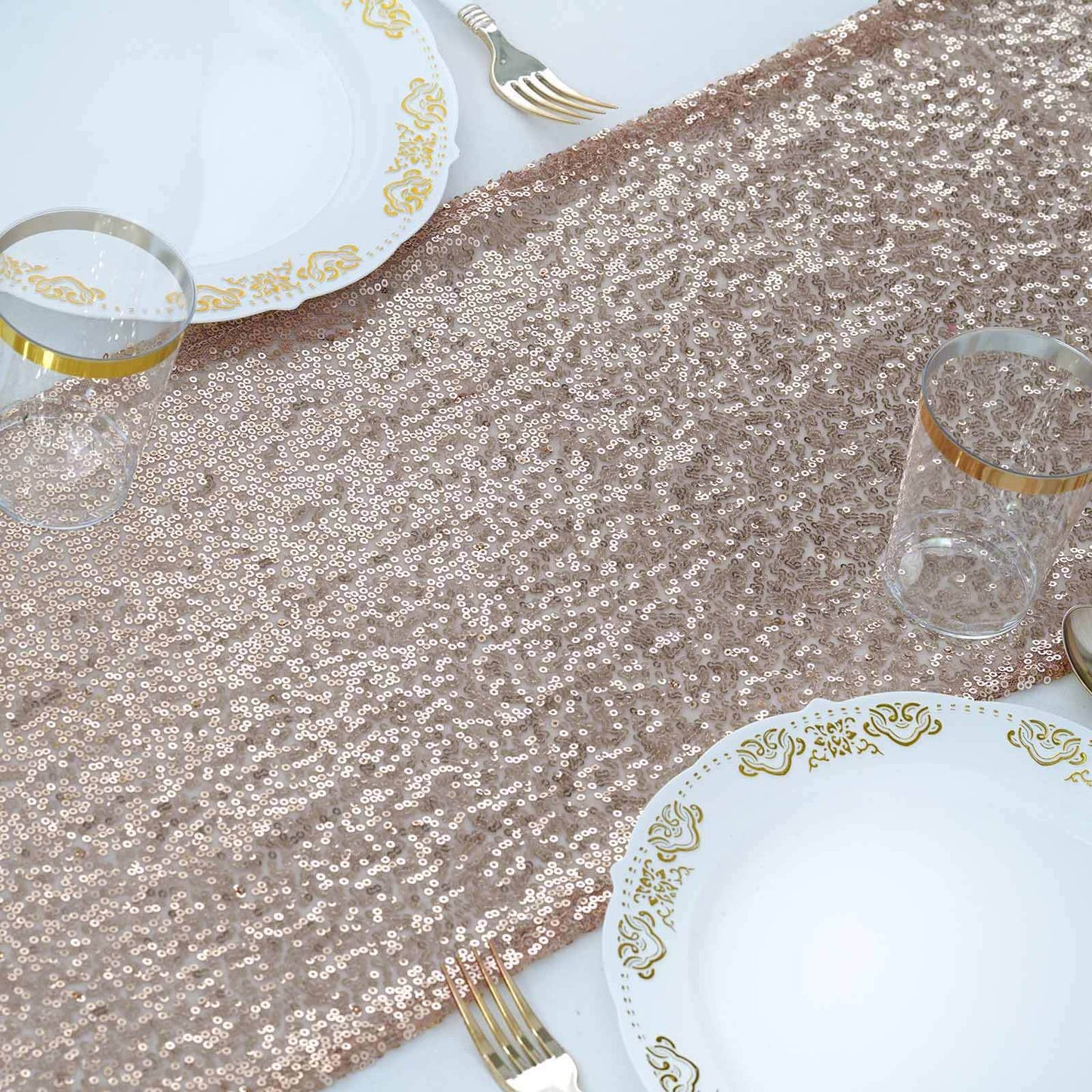 Sequin 12"x108" Table Runner Rose Gold - Glittering Design
