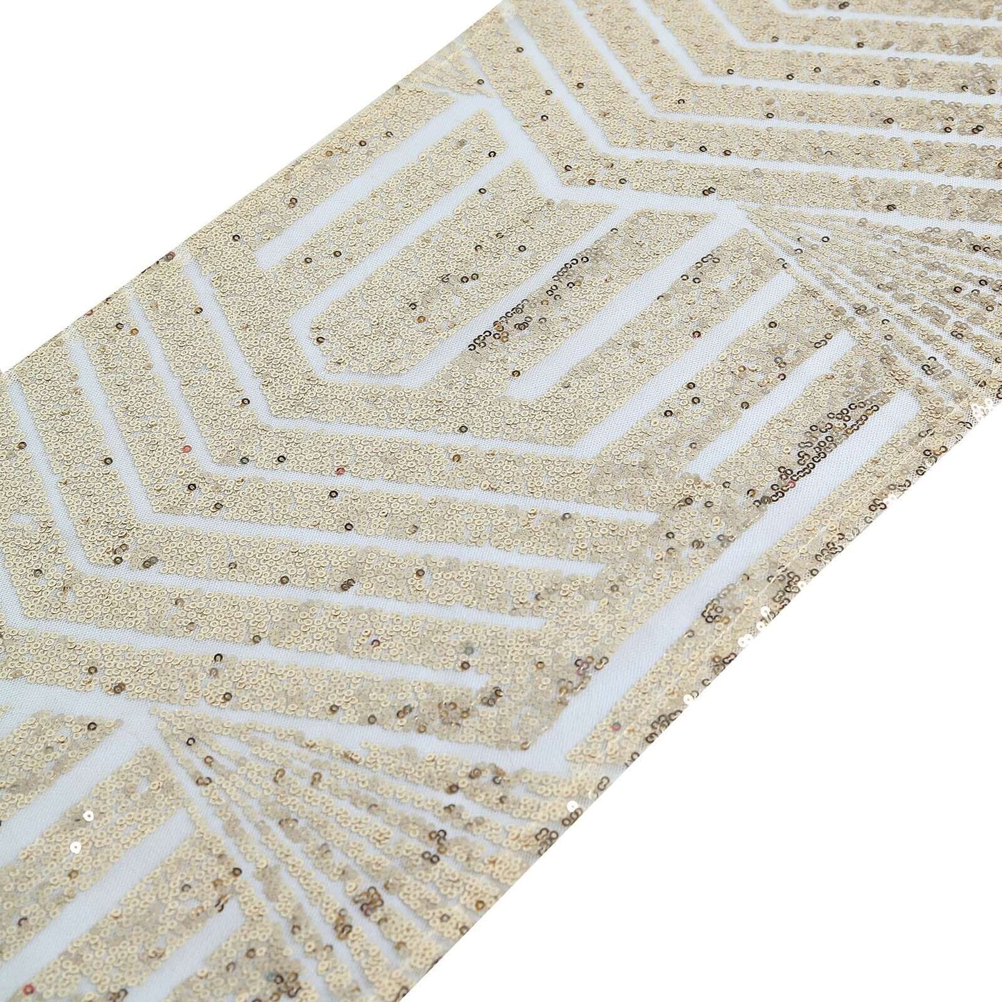 Sequin 12"x108" Table Runner Champagne - Diamond Glitz Design