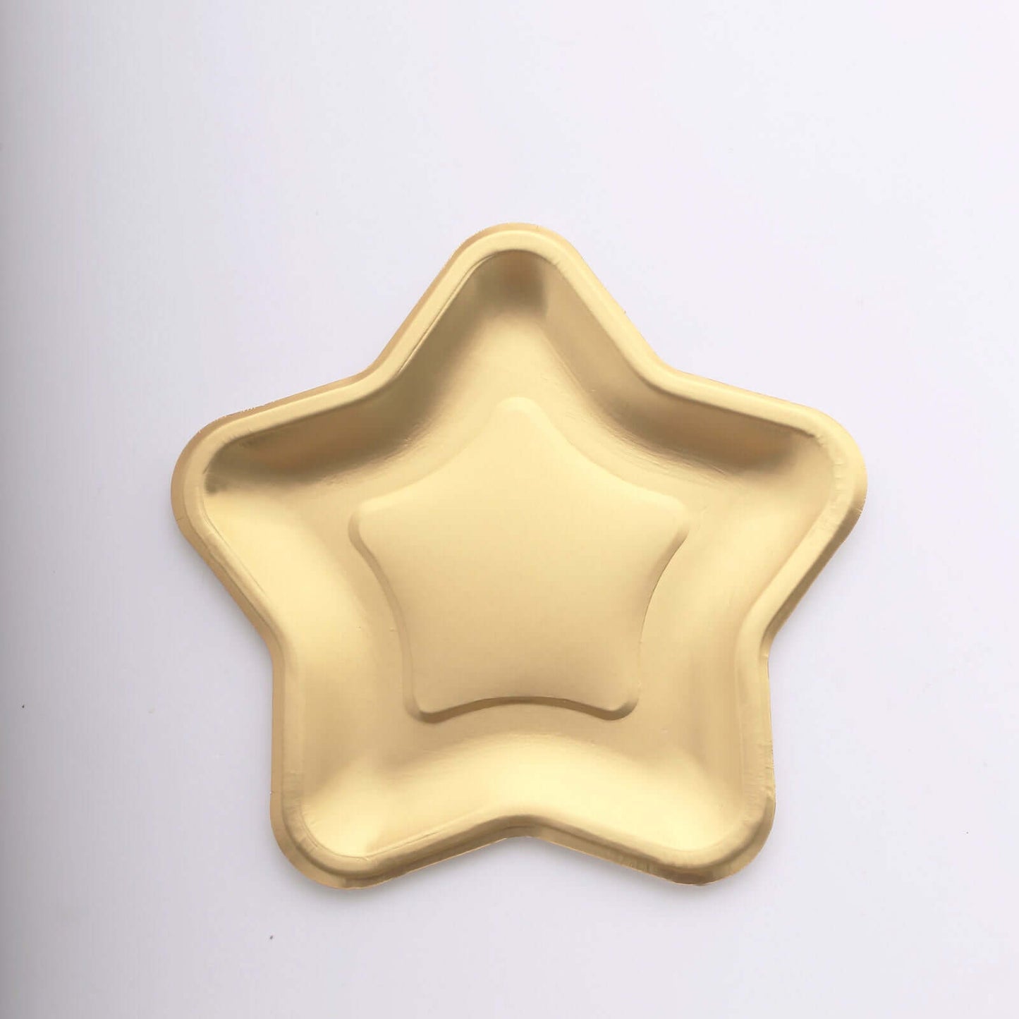 25-Pack Paper Star Shaped Dessert Plates in Matte Gold - Eco-friendly Disposable 300GSM Salad Appetizer Plates for Festive Occasions 7"