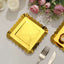 50-Pack Paper 5" Square Dessert Plates in Gold Foil with Scalloped Rim - Disposable Appetizer Plates for for Glam Gatherings & Special Occasions