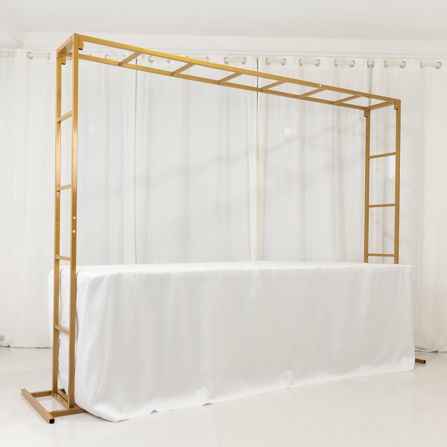 6ftx8ft Gold Rectangular Arbor - Freestanding 6' High Over the Table Stand, Backdrop Stand with Double Frame for Floral Balloon DÃ©cor