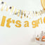 3ft Gold Glittered It's a Girl Paper Hanging Gender Reveal Garland Banner, Baby Shower Banner