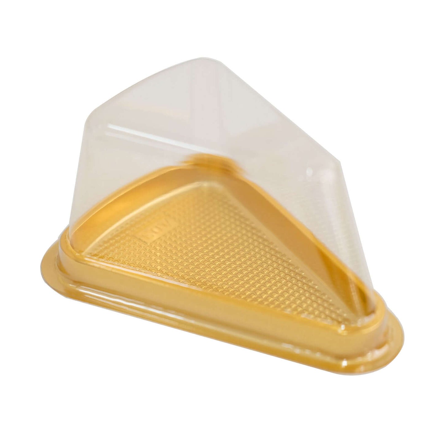 50-Pack Plastic Cake Slice Favor Containers Gold/Clear - Chic Individual Cheesecake Pie Party Favor Boxes with Lid for Events & Catering 6"x4.5"x2.5"