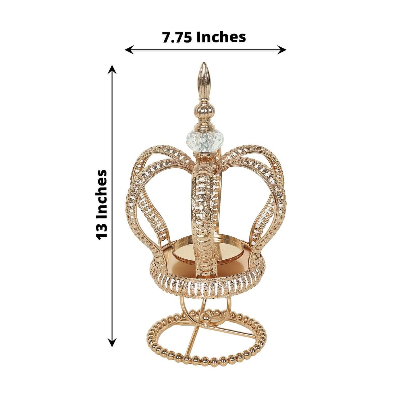 Metal Crown Spiral Pillar Candle Holder Stand Gold - Jeweled Votive Candle Centerpiece 13"