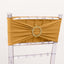 5 Pack Spandex Chair Sashes Gold with Gold Rhinestone Buckles - Reusable Four-Way Stretch Sash Bands for Classy & Effortless Wedding & Party Decor 5"x14"
