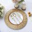6-Pack Plastic Round Charger Plates 13" in Gold with Embossed Peacock Pattern, Stylish Disposable Charger Tableware