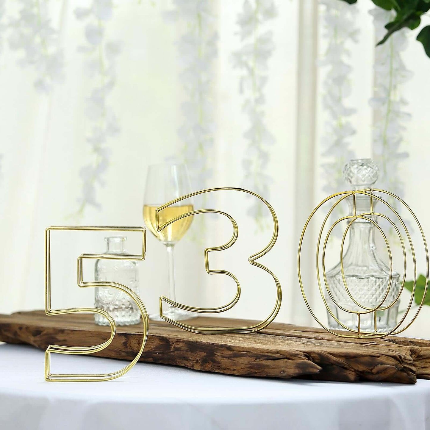 8" Tall Gold Freestanding 3D Decorative Metal Wire Numbers, Wedding Table Numbers -6