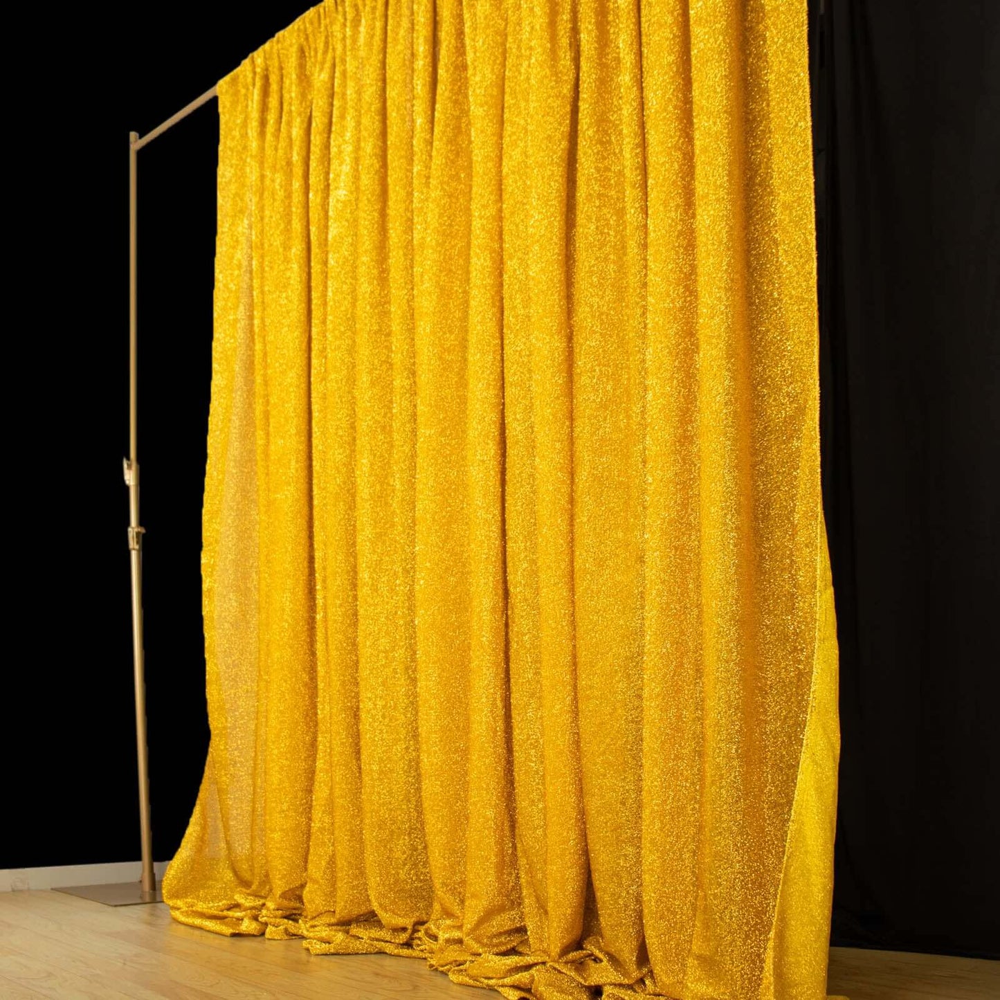 20ftx10ft Gold Metallic Shimmer Tinsel Event Curtain Drapes, Backdrop Event Panel