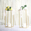 2-Pack Wedding Flower Stand Gold Metal Geometric Column Frame Rectangular - Versatile Floral Pedestal for Sophisticated Arrangements 24"