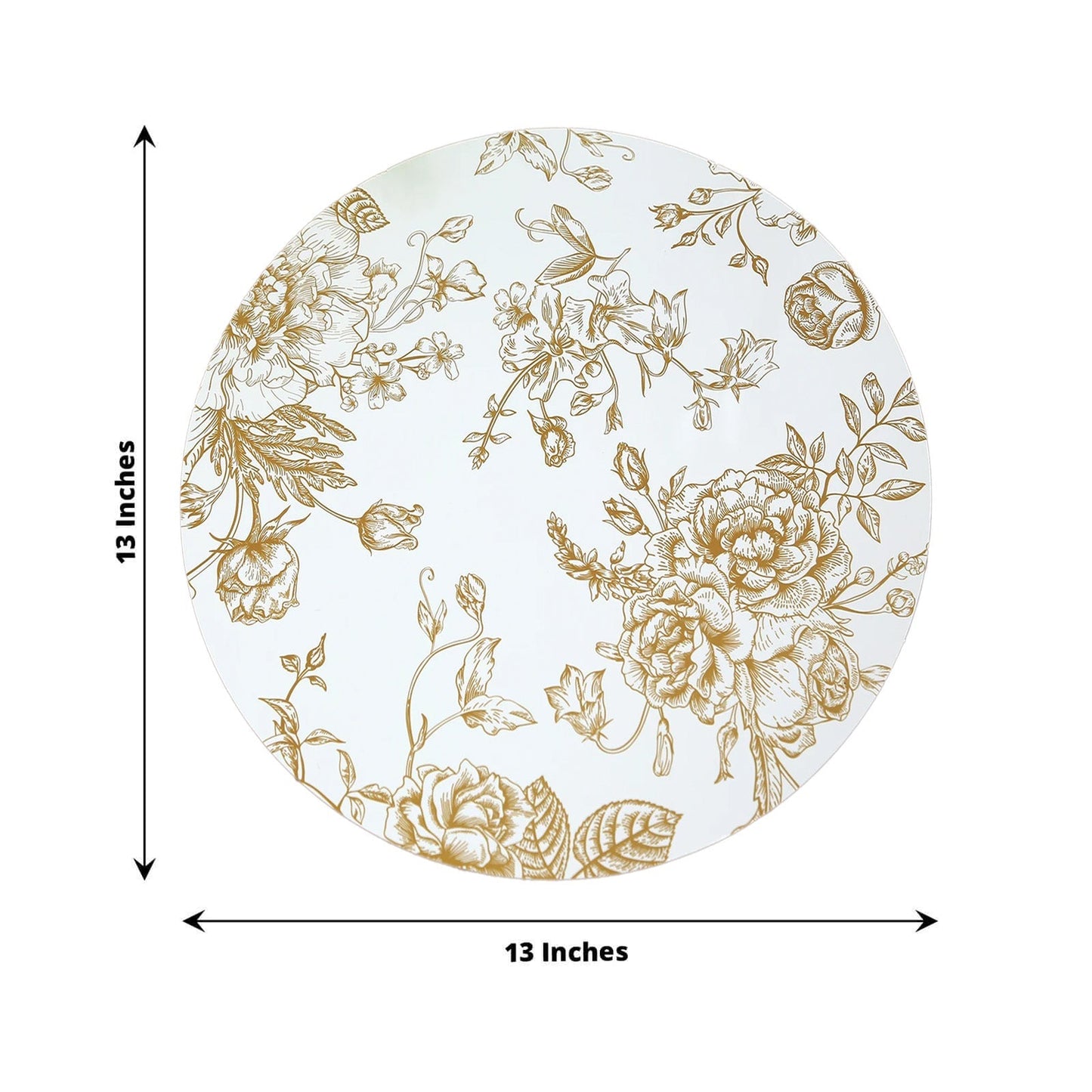 6-Pack Disposable Table Placemats in French Toile Print 13" in White/Gold - Chic Floral Cardboard Placemats for Stylish Table Setting