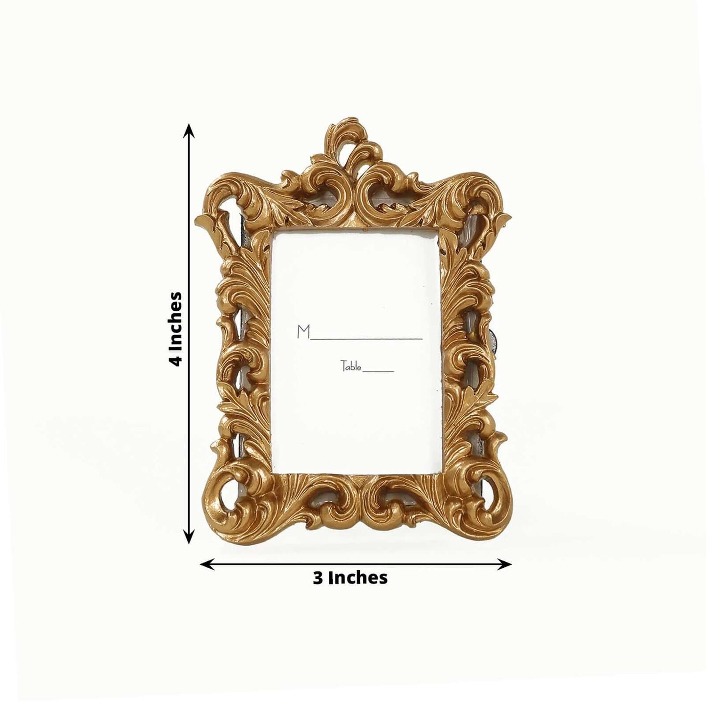 4-Pack Picture Frames Gold Resin Vintage Ornate Design Rectangle - Mini Photo Frame Wedding Place Card Holders & Party Favors 4"x3"