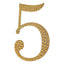 Decorative Rhinestone Number "5" Stickers, Glitter Adhesive Craft Numbers Gold DIY Sparkle Embellishments 4"