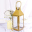 Stainless Steel Candle Lantern Crown Top Design Gold - Outdoor Metal Patio Lantern Centerpiece 14"