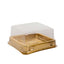 50-Pack Favor Containers Square Design Gold and Clear - Plastic Party Boxes for Cupcakes and Desserts 3"