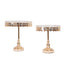 Set of 2 Pedestal Cake Stands Round Design with Mirror Top Gold - Crystal Beaded Cupcake Dessert Display Metal 11", 13"