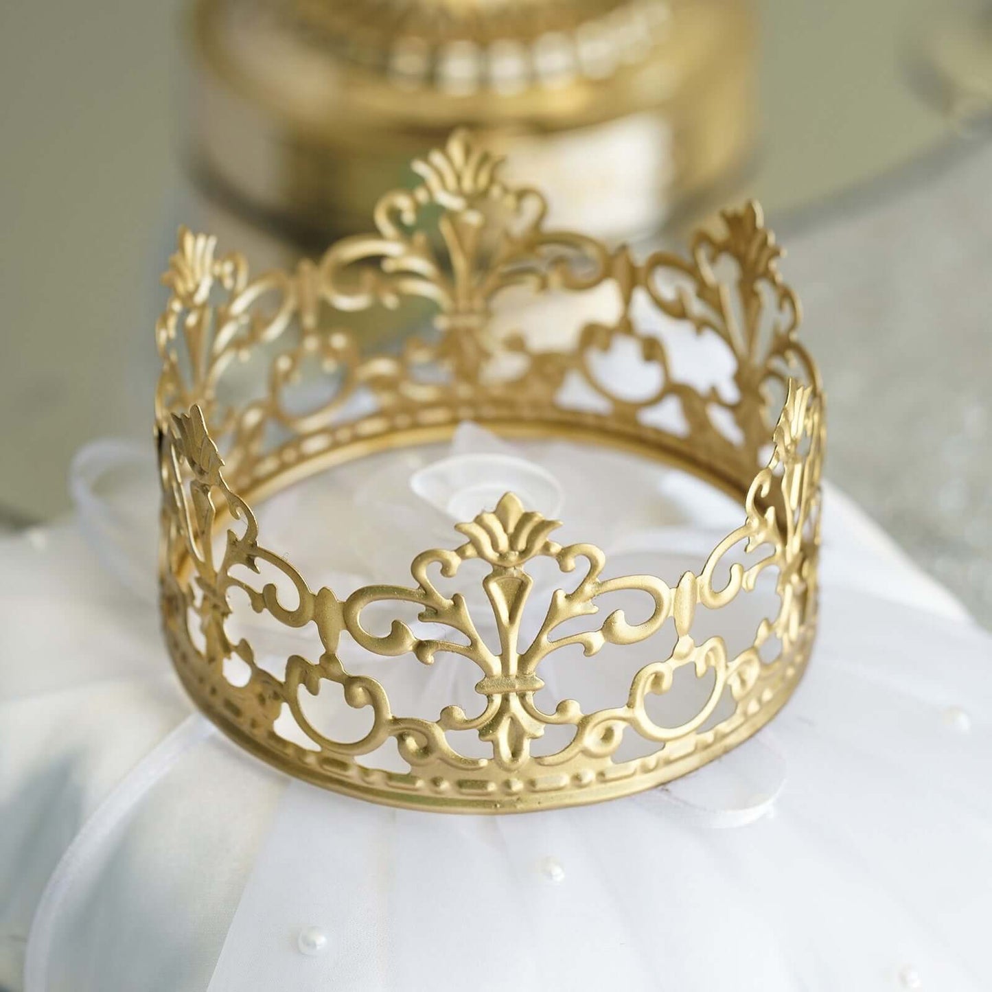 Metal Princess Crown Cake Topper Gold - Exquisite Cake Centerpiece Decor for QuinceaÃ±eras Bridal Showers & Fairytale-Themed Events 2"