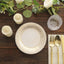 25-Pack Paper 7" Round Dessert Plates in White with Gold Basketweave Rim
