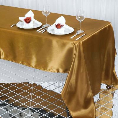 Satin Rectangular 60"x126" Tablecloth Gold - Smooth and Lustrous Finish for Weddings and Parties