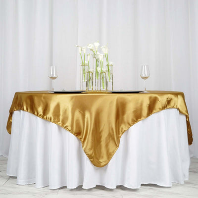 Satin 72"x72" Table Overlay Square Tablecloth Gold - Smooth Finish for Luxurious Events