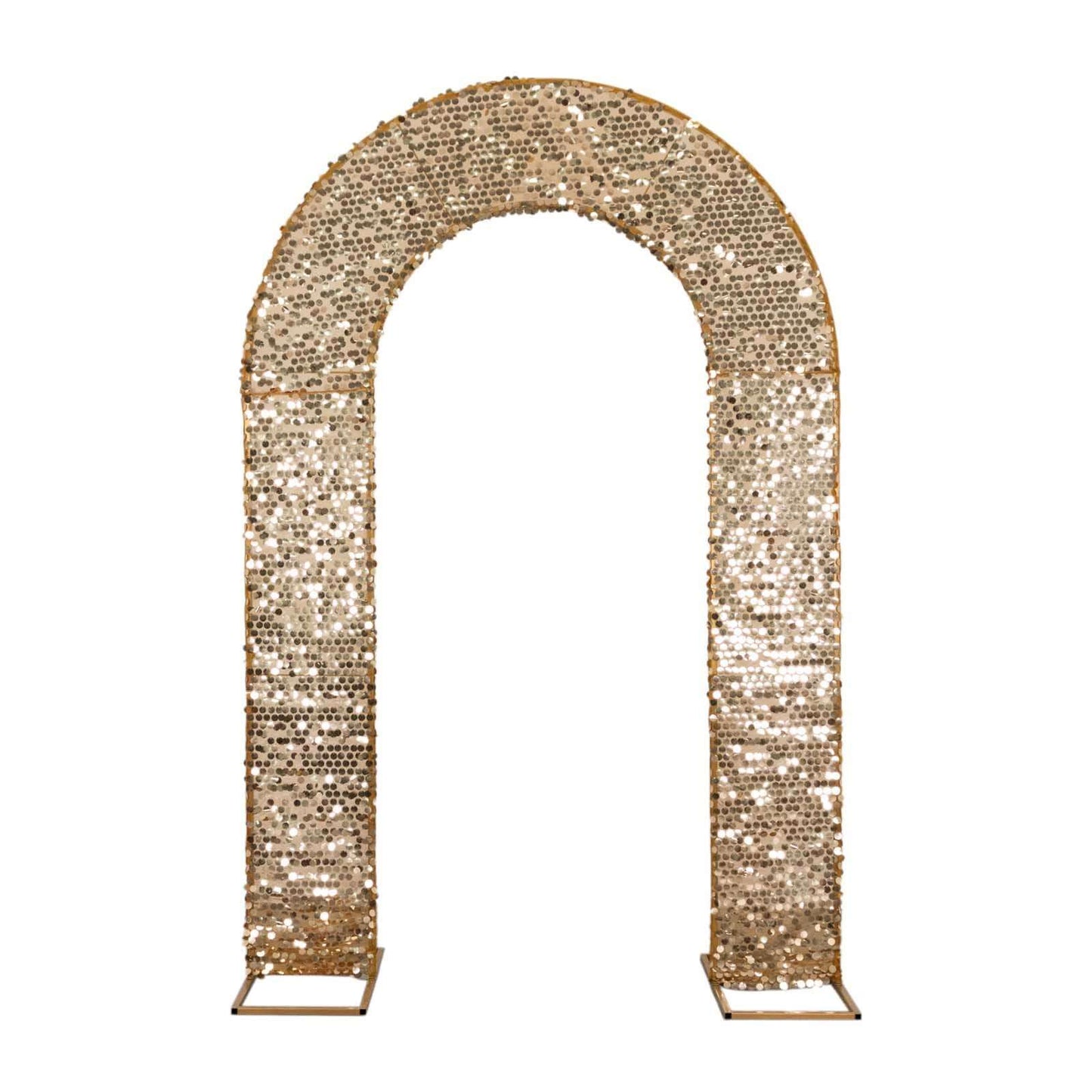 8ft Gold Big Payette Sequin Open Arch Wedding Arch Cover, Sparkly U-Shaped Fitted Backdrop Slipcover