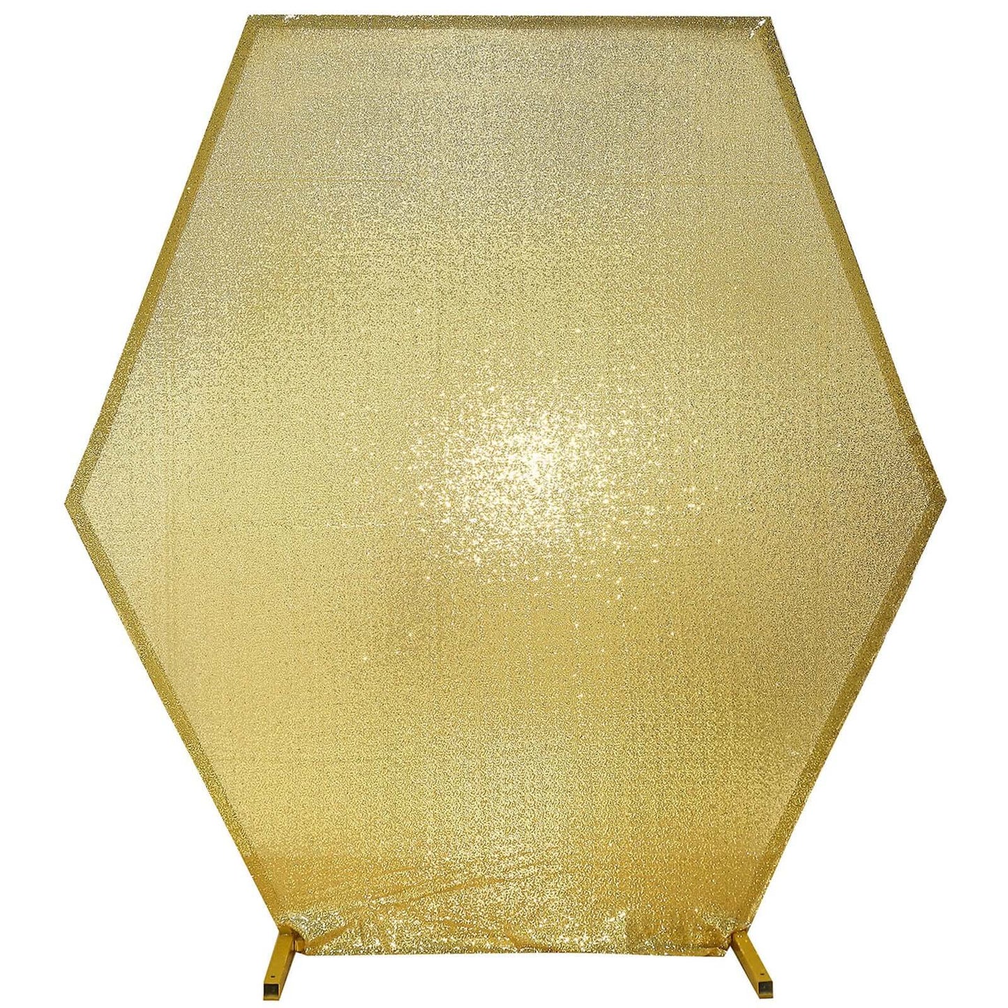 8ftx7ft Metallic Gold Shiny Sequin Hexagon Backdrop Stand Cover, Shiny Sparkle 2-Sided Custom Fit Wedding Arch Cover
