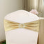 5 Pack Metallic Spandex Chair Sashes Champagne - Stretch Fit Chair Bands With Round Diamond Buckles