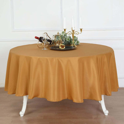 Polyester 90" Round Tablecloth Gold - Stain and Wrinkle-Resistant Table Cover for Party & Gatherings