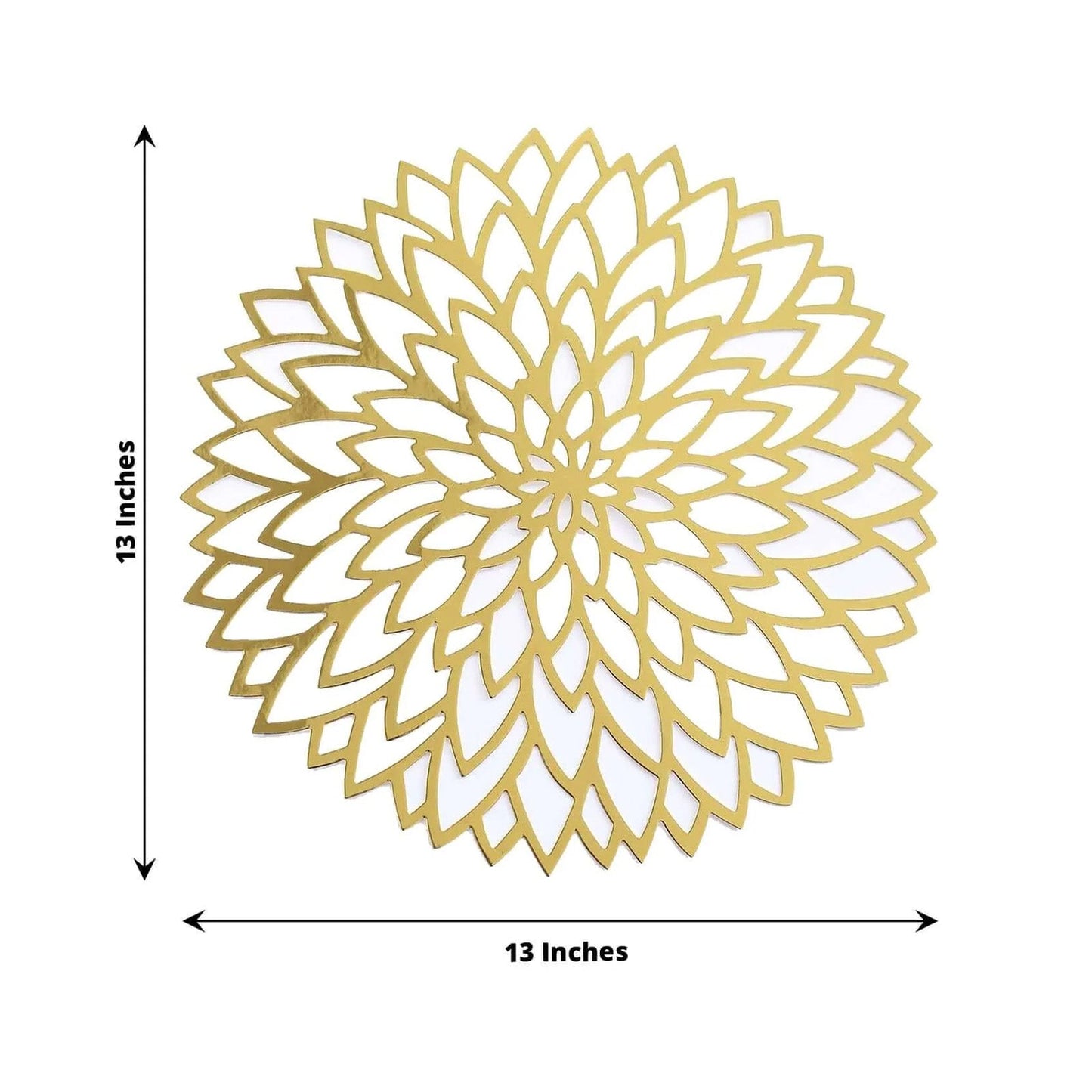 6-Pack Disposable Table Placemats in Metallic Gold with Laser Cut Hibiscus Flower Design - 400GSM Cardboard Placemats for Glamorous Table Decor 13"