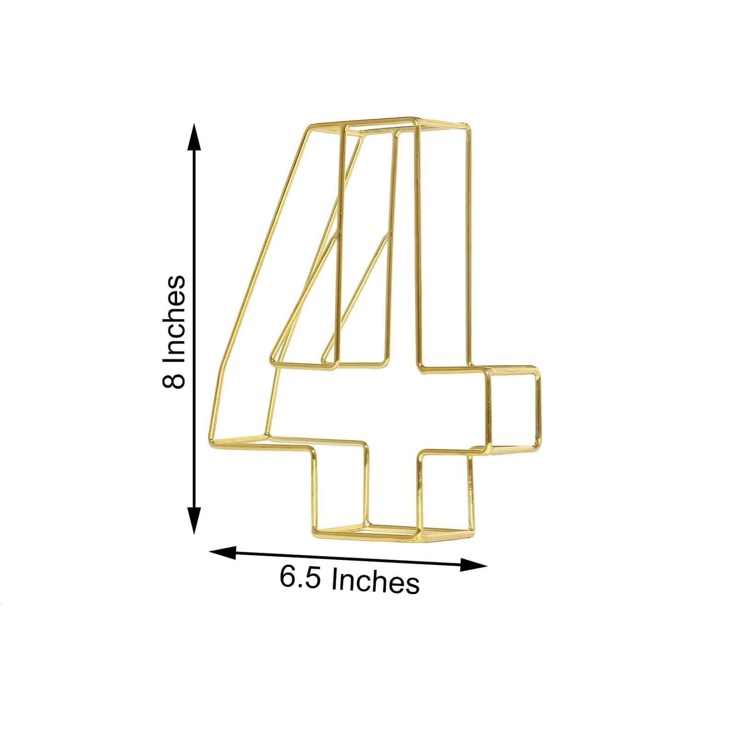 8" Tall Gold Freestanding 3D Decorative Metal Wire Numbers, Wedding Table Numbers -4