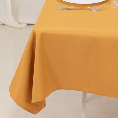 Premium Polyester 54"x54" Table Overlay Square Tablecloth Gold - Stain and Wrinkle-Resistant 220GSM Finish for Weddings & Events