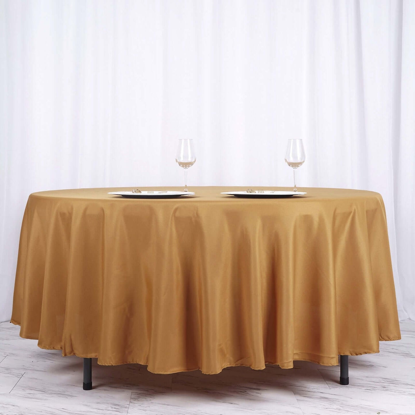 Polyester 108" Round Tablecloth Gold - Wrinkle-Resistant and Stylish Table Cover