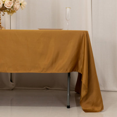 Lamour Satin 60"x126" Rectangle Tablecloth Gold - Soft & Silk-Like Table Cover for Upscale Dining