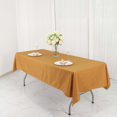 Polyester 54"x96" Rectangle Tablecloth Gold - Wrinkle-Resistant & Easy-to-Care Table Cover for Weddings & Events