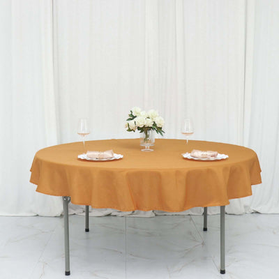 Polyester 70" Round Tablecloth Gold - Durable & Wrinkle-Resistant Table Cover for Everyday Use